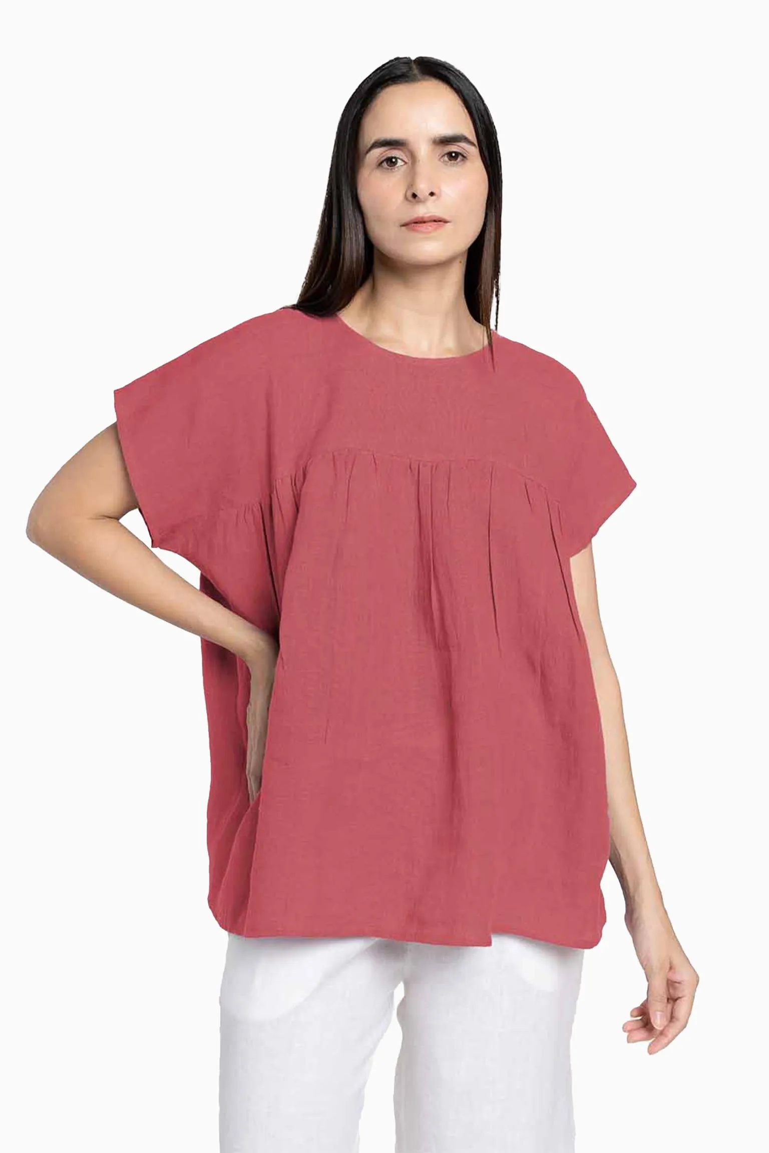 Linen Pearl Top-Oatmeal