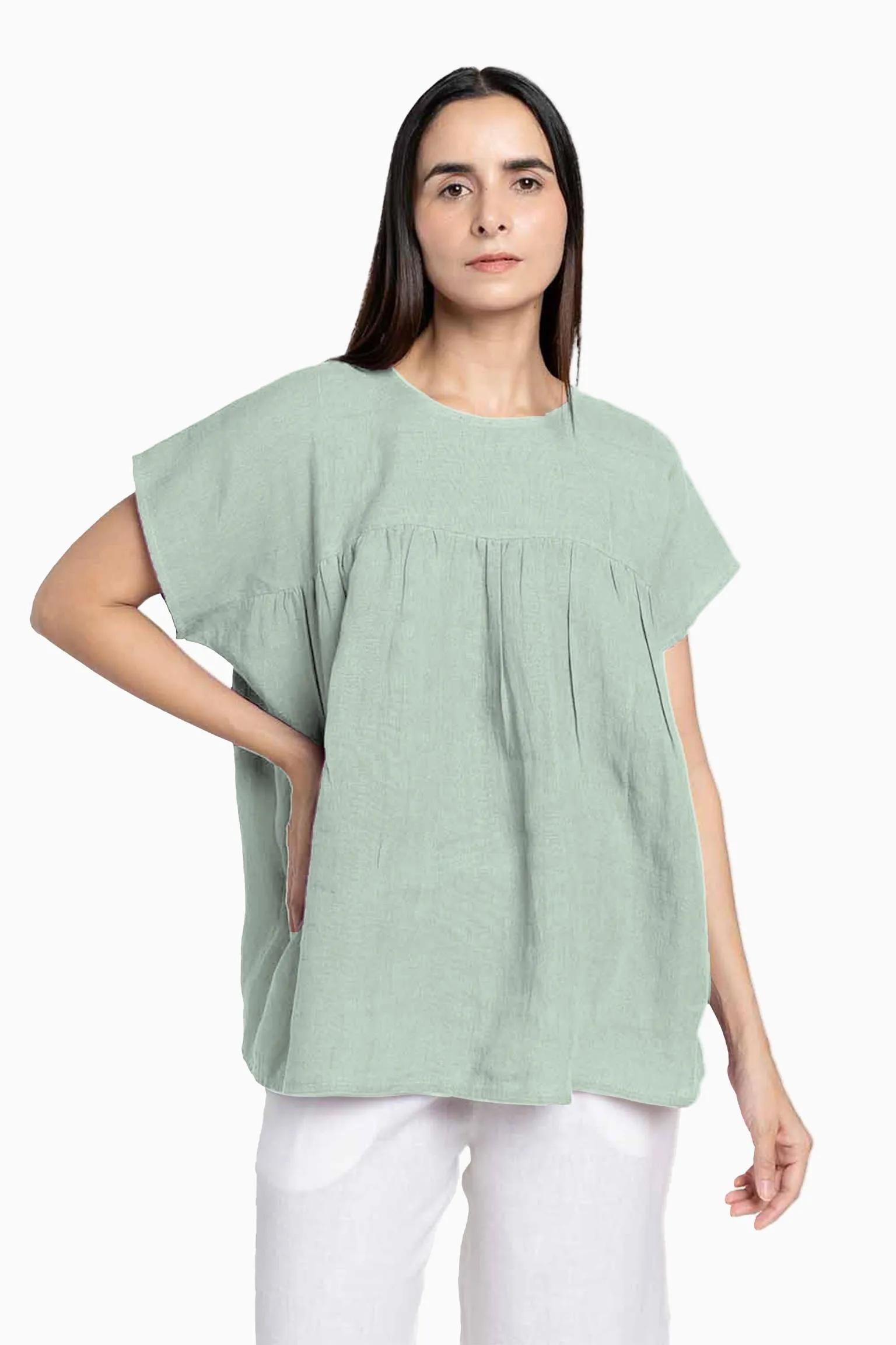 Linen Pearl Top-Oatmeal
