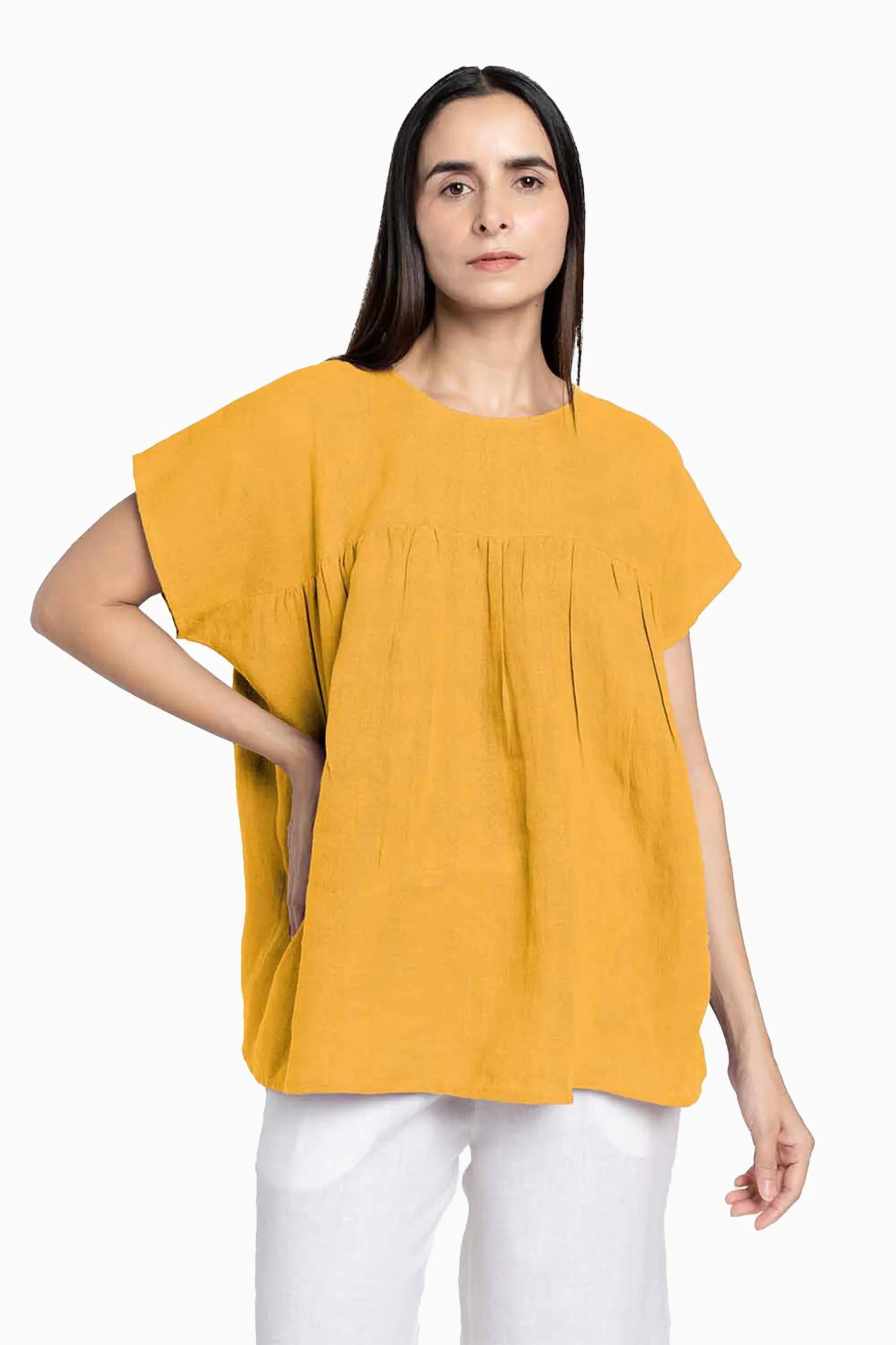 Linen Pearl Top-Oatmeal
