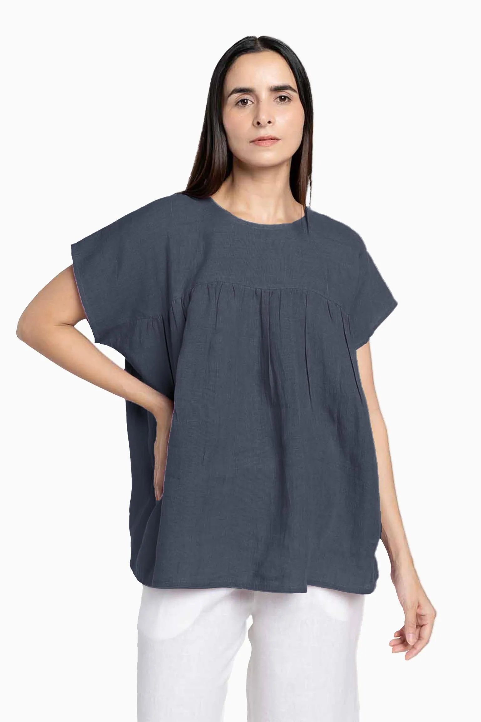Linen Pearl Top-Oatmeal