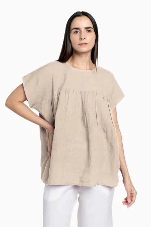 Linen Pearl Top-Oatmeal