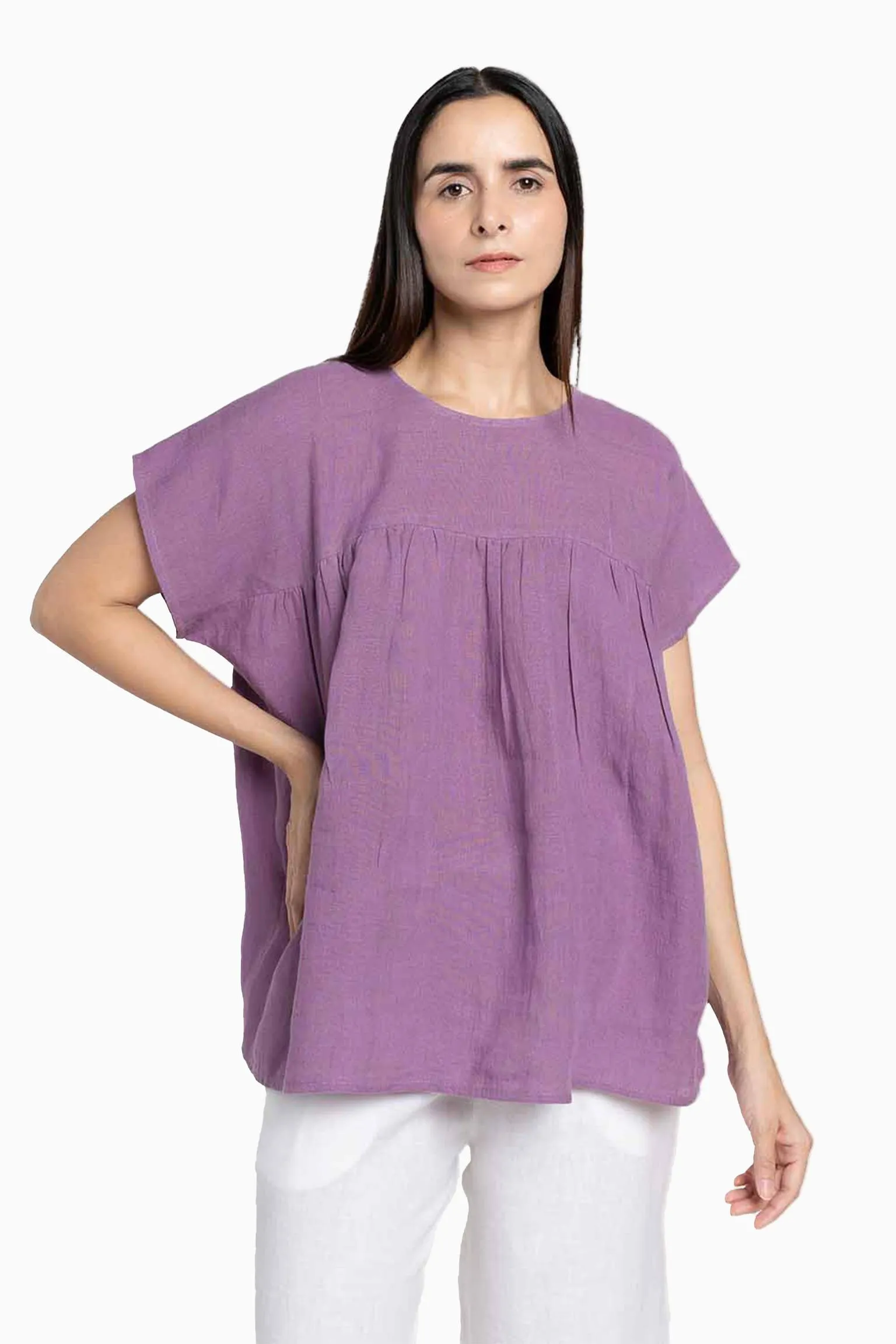 Linen Pearl Top-Oatmeal