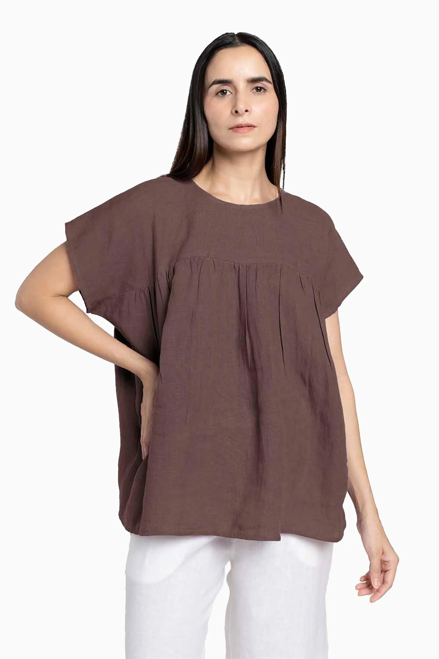 Linen Pearl Top-Oatmeal
