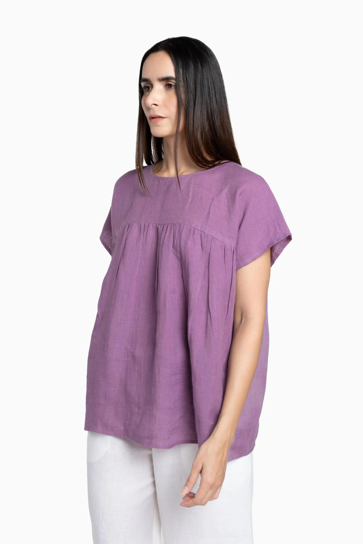Linen Pearl Top-Oatmeal