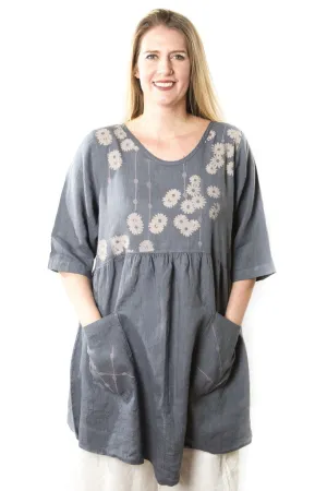 Linen Skirted Tunic Graycious Blue Printed