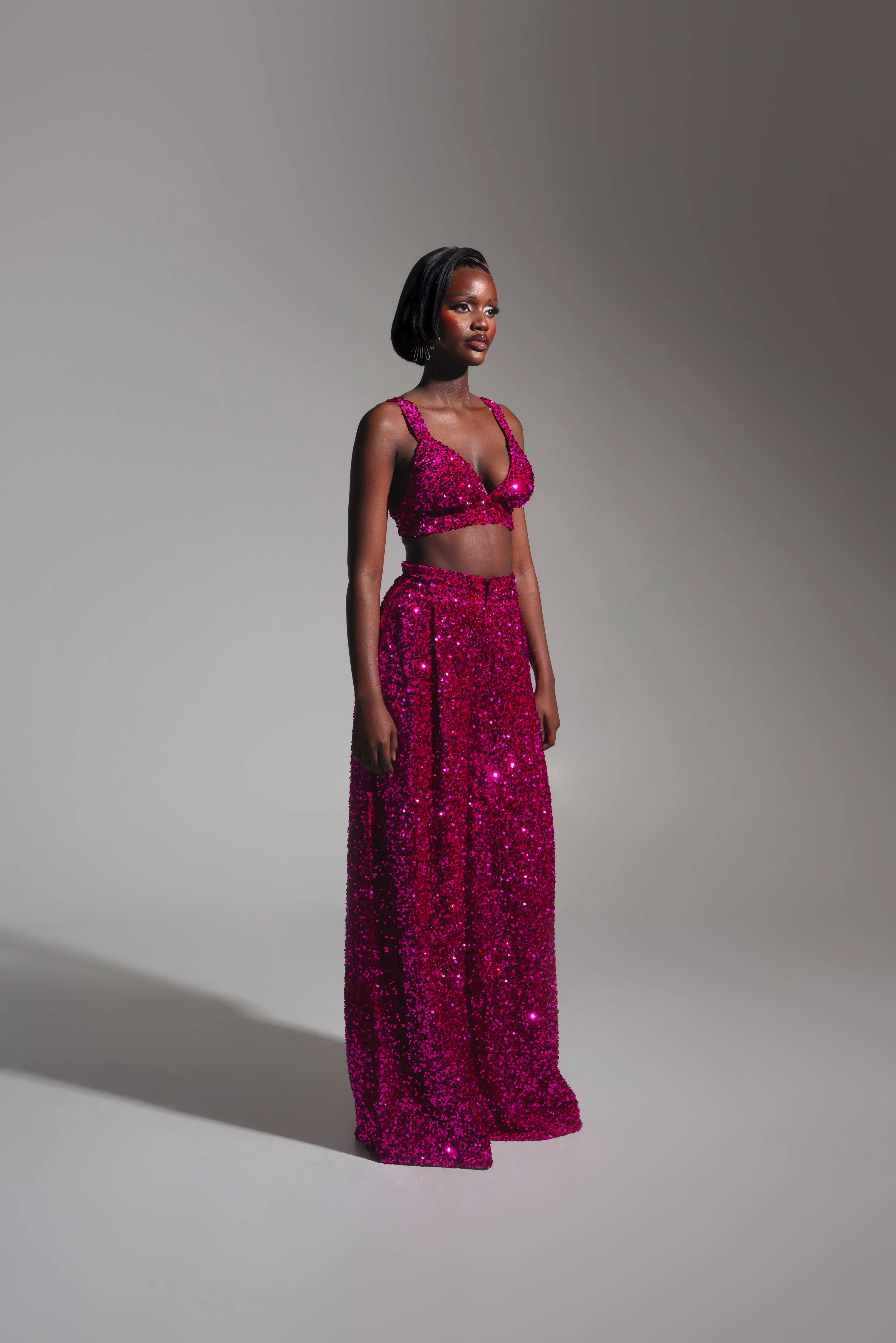 LIZA Sequin Bra Top in MAGENTA