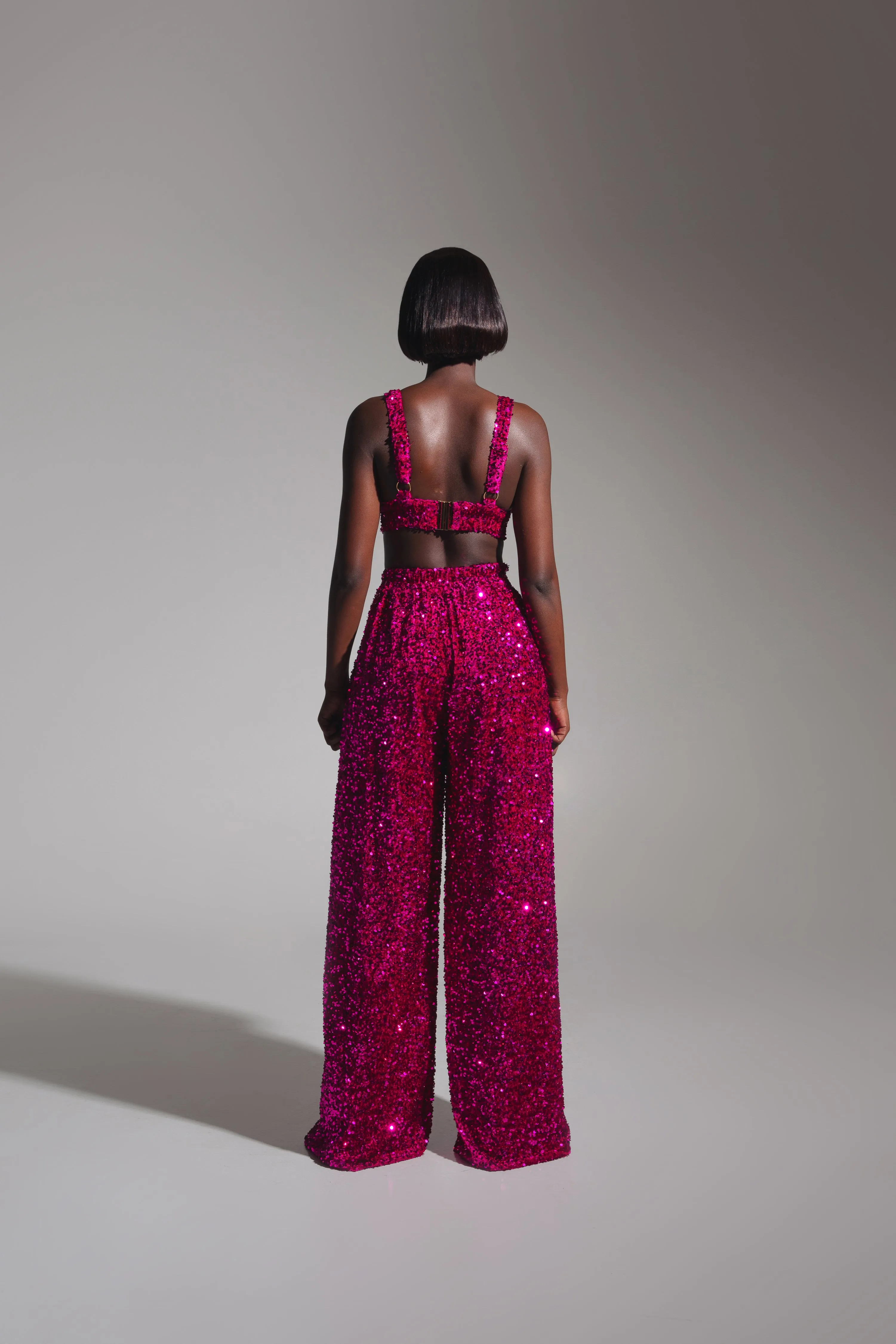 LIZA Sequin Bra Top in MAGENTA