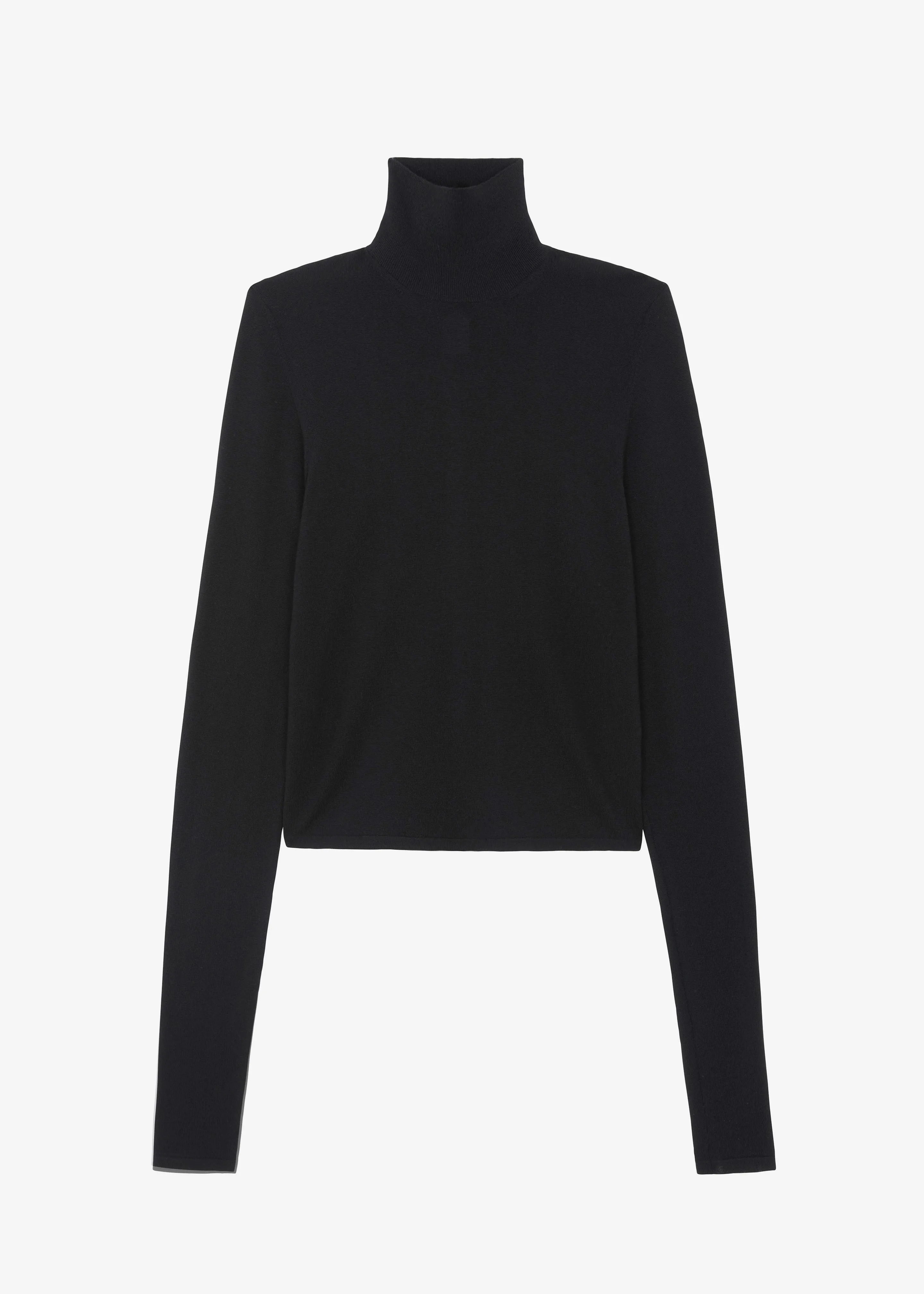 Logan Wool Extra Long Sleeve Turtleneck - Black