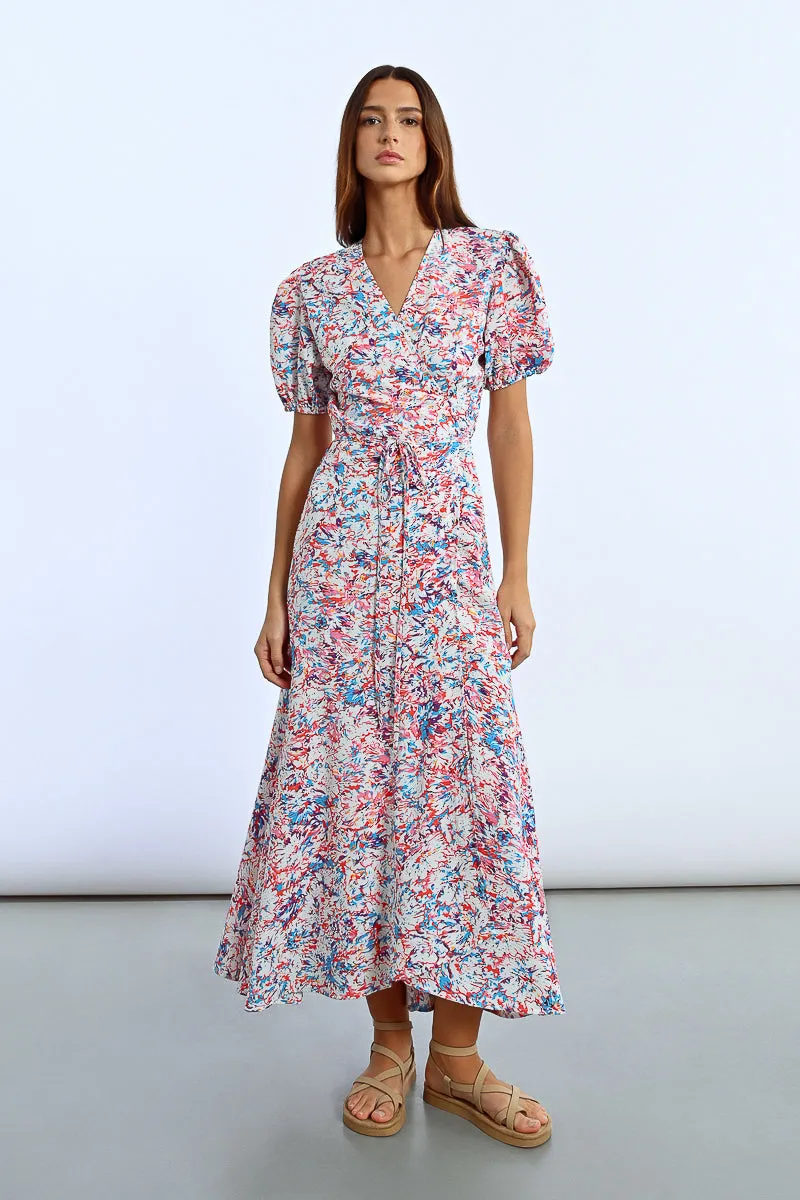 Long Printed Wrap Dress