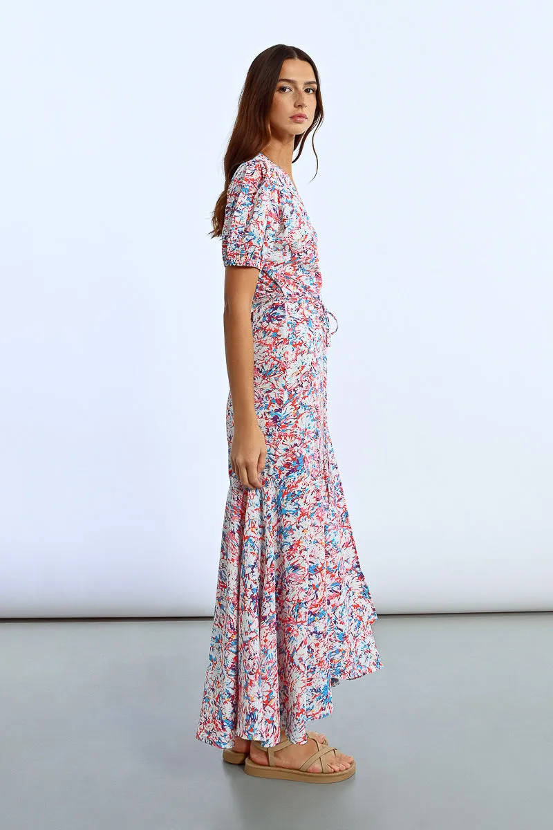 Long Printed Wrap Dress