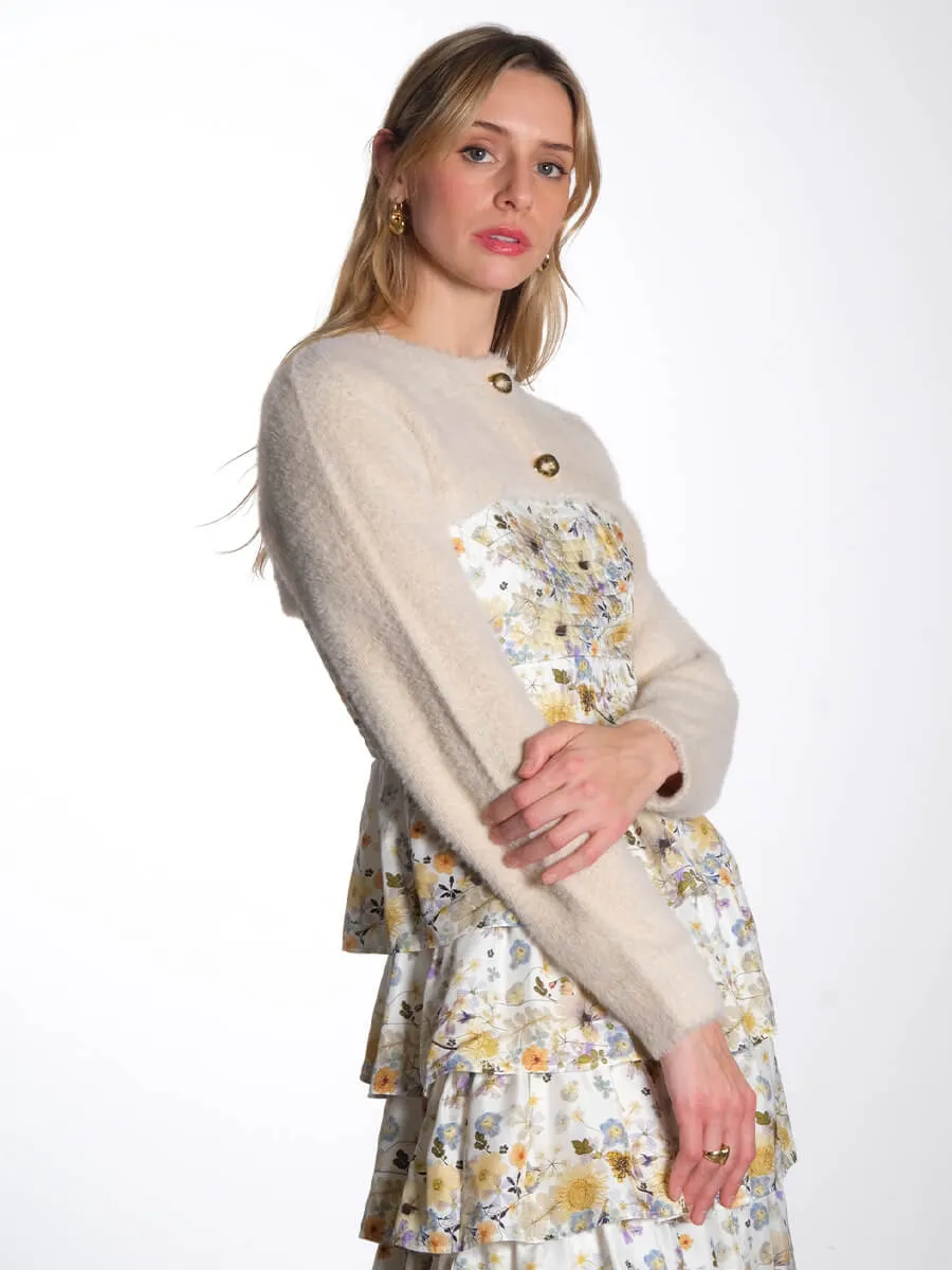 Long Sleeve Bolero Sweater - Cream