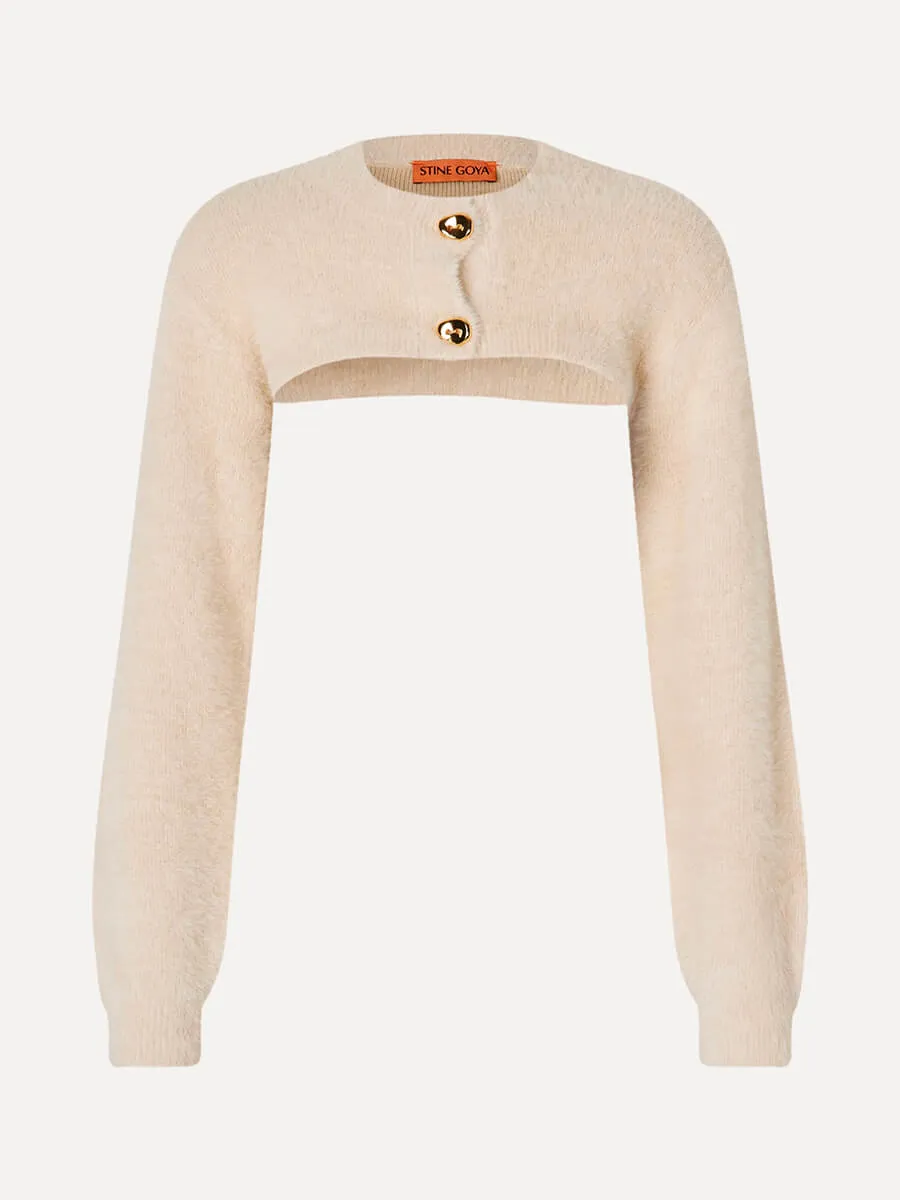 Long Sleeve Bolero Sweater - Cream