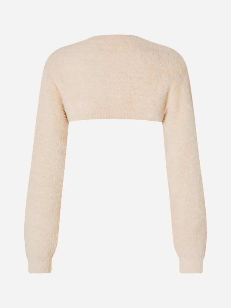 Long Sleeve Bolero Sweater - Cream