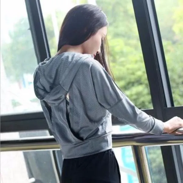 Long Sleeve Crop Hooded Mesh Pull Over