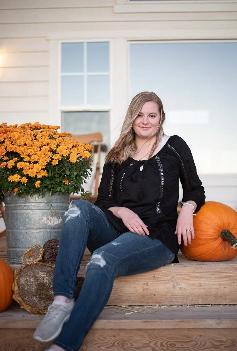 Long Sleeve Eyelet Tunic (Multiple Colors)