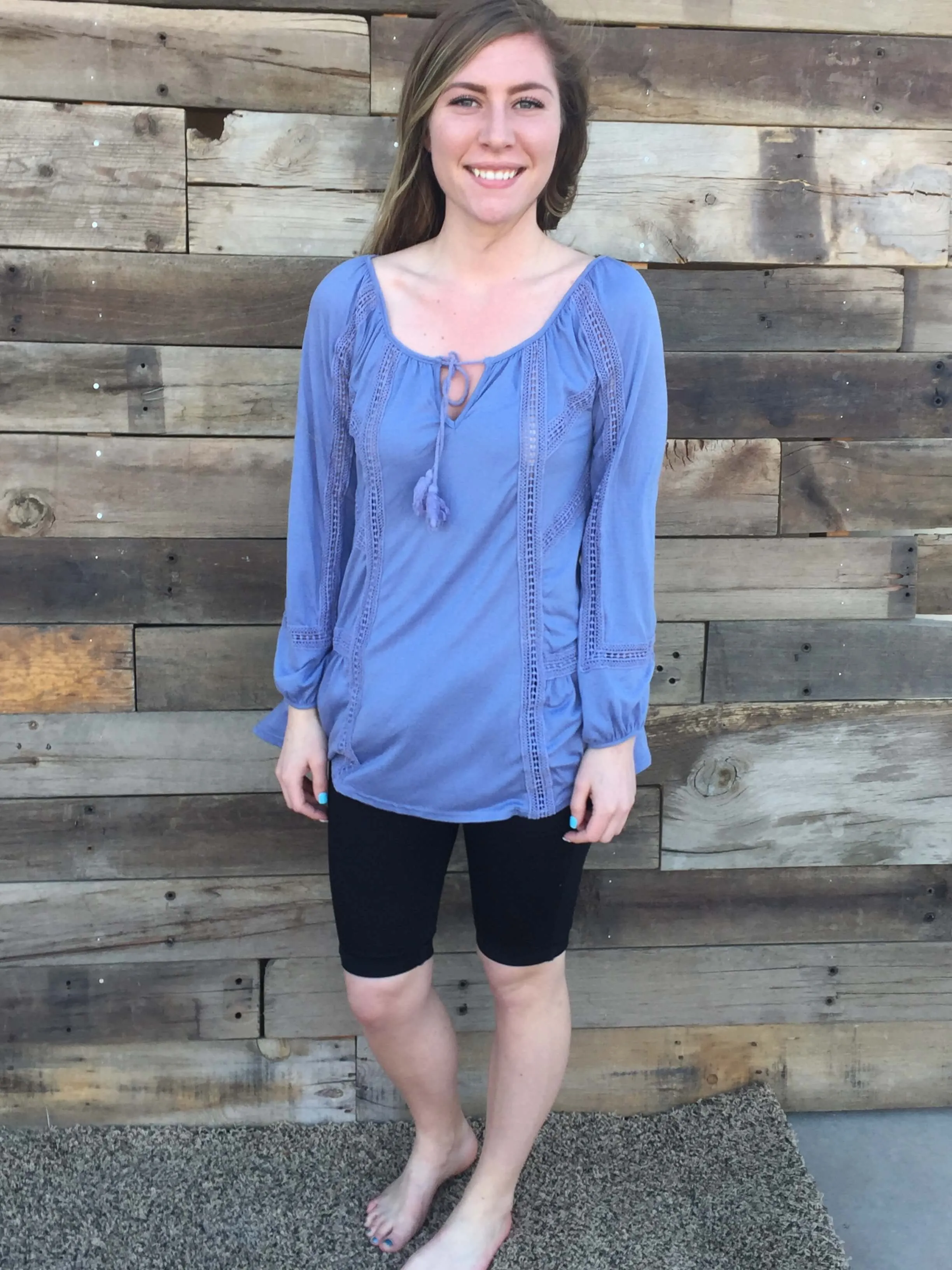 Long Sleeve Eyelet Tunic (Multiple Colors)