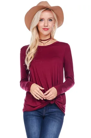 Long Sleeve Front Knot Tunic Top