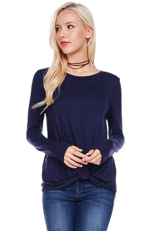 Long Sleeve Front Knot Tunic Top