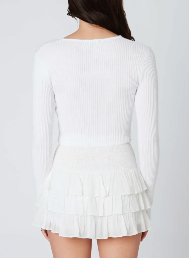 Long Sleeve Knit Front Tie Sweater