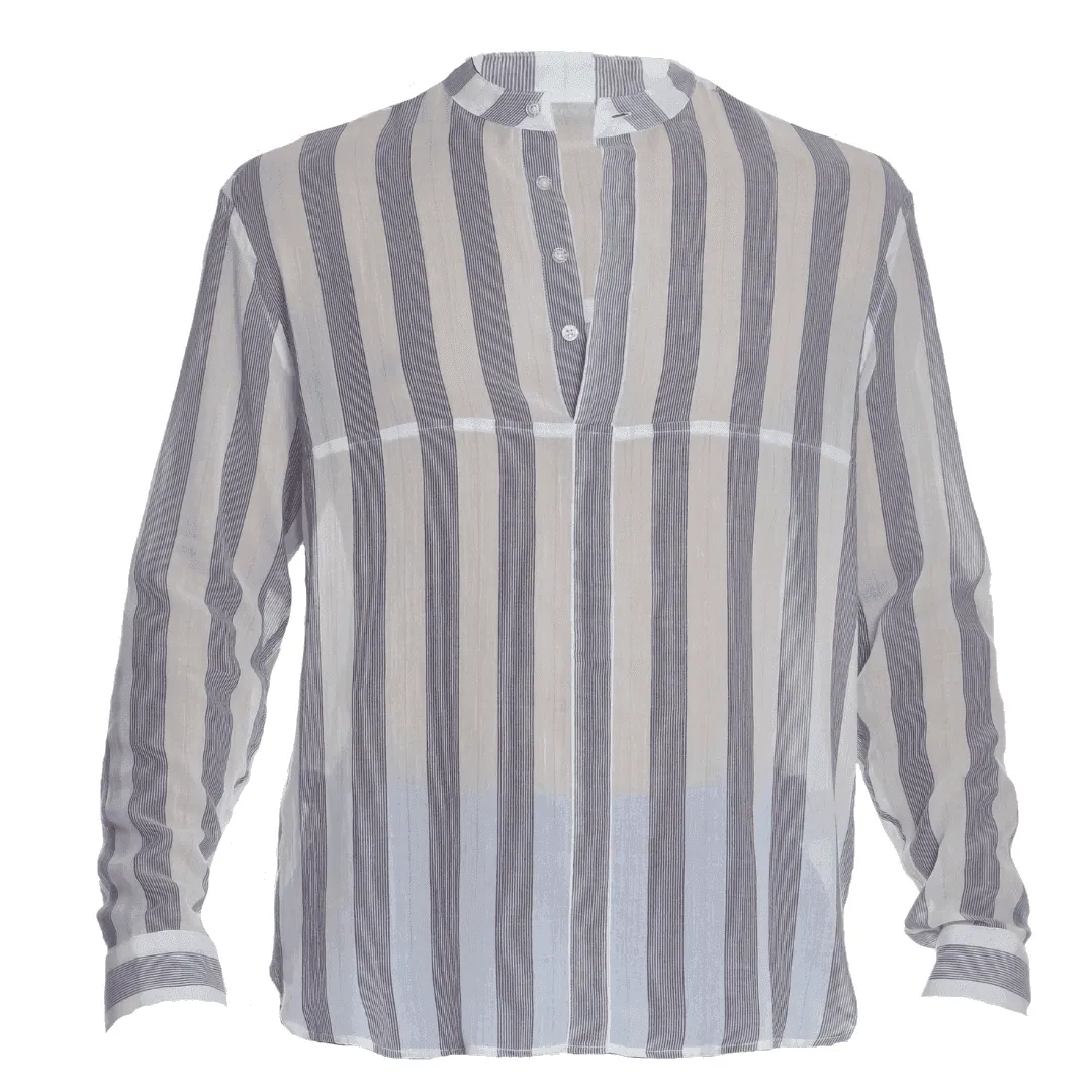 Long-Sleeve Shirt White/Navy Stripe
