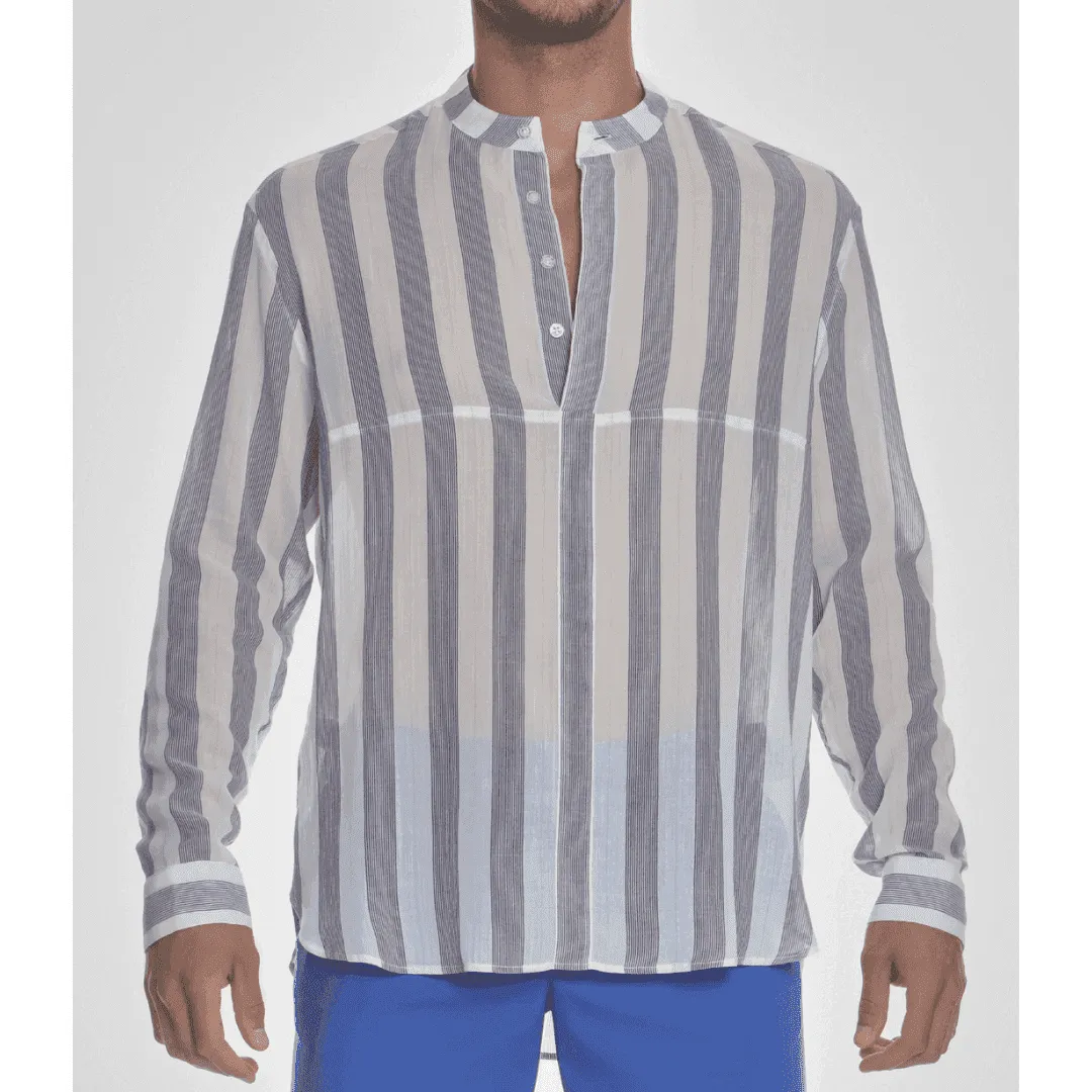 Long-Sleeve Shirt White/Navy Stripe