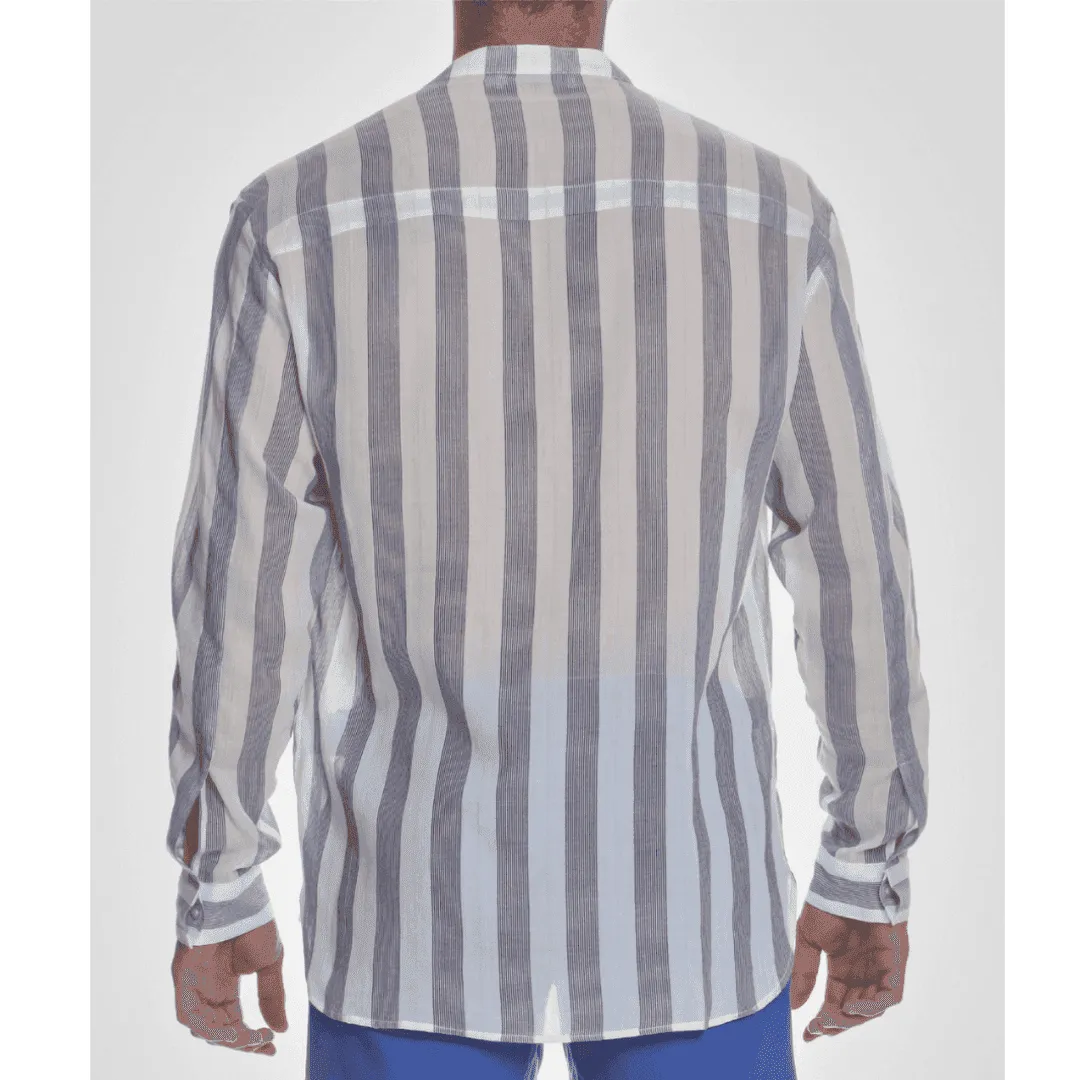 Long-Sleeve Shirt White/Navy Stripe