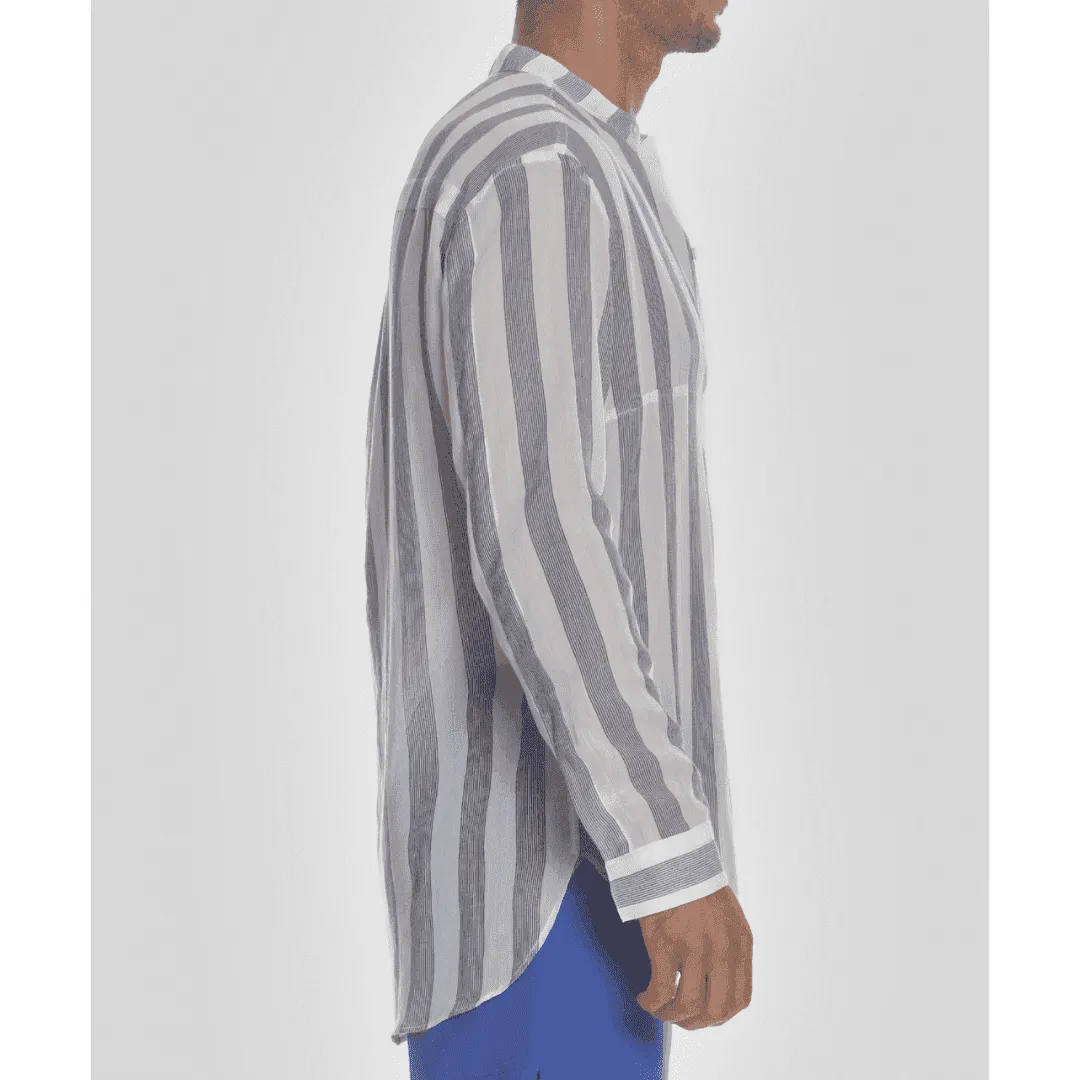 Long-Sleeve Shirt White/Navy Stripe