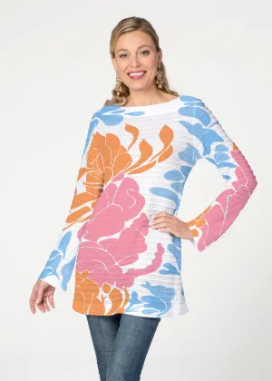 Lotus Pink/Orange (23058) ~ Banded Boatneck Tunic