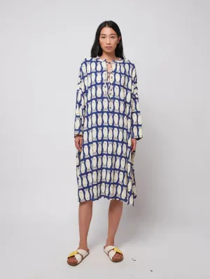 Lucky Fish Print Viscose Tunic Dress | Blue