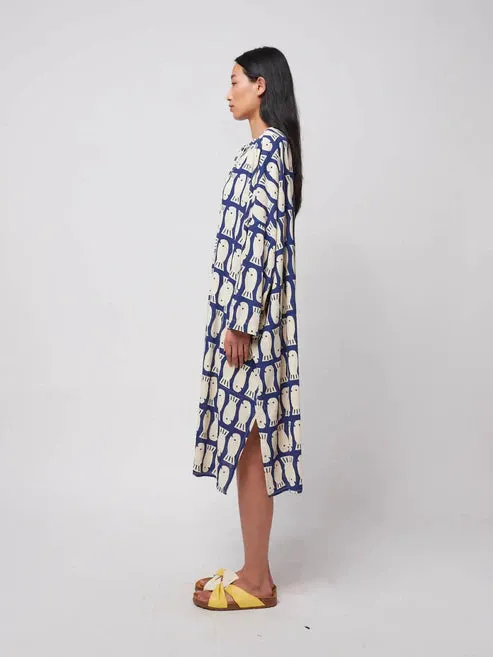 Lucky Fish Print Viscose Tunic Dress | Blue