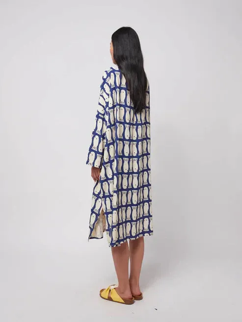 Lucky Fish Print Viscose Tunic Dress | Blue