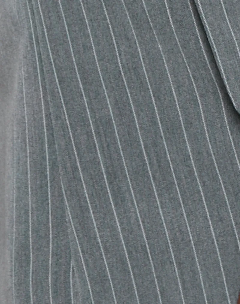 Luno Button Front Vest Top in Pinstripe Grey