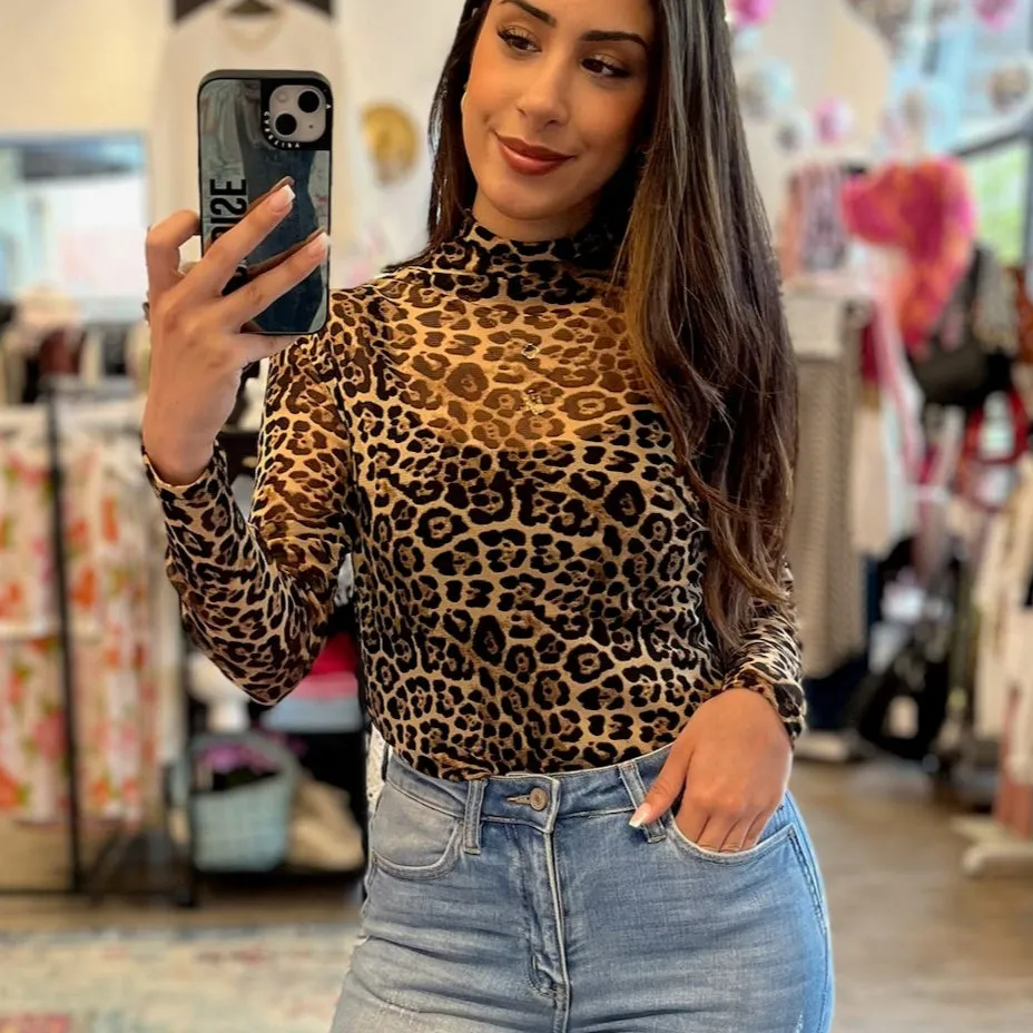 Lydia Leopard Mesh Layering Top