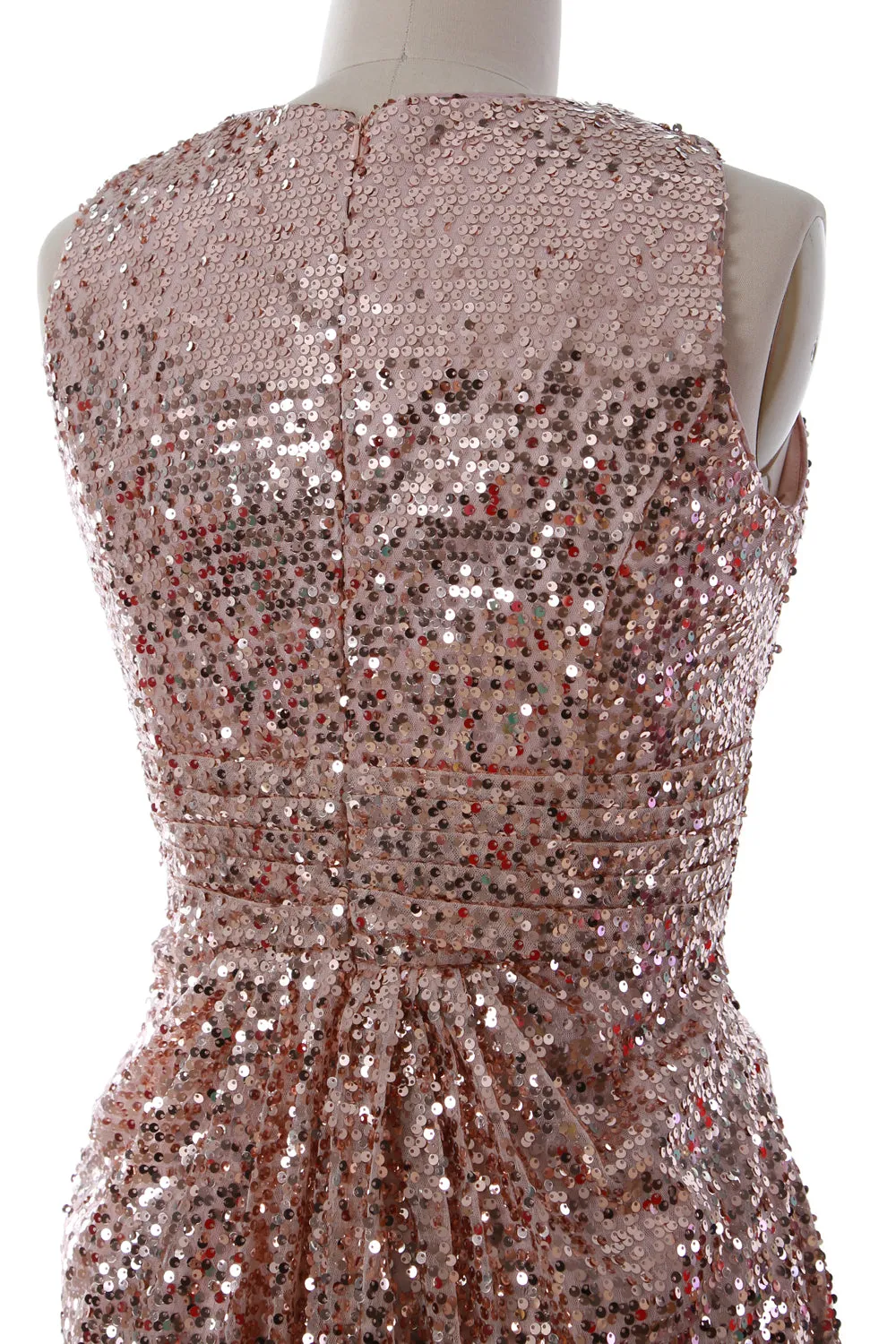 MACloth Women O Neck Short Sequin Bridesmaid Dresses