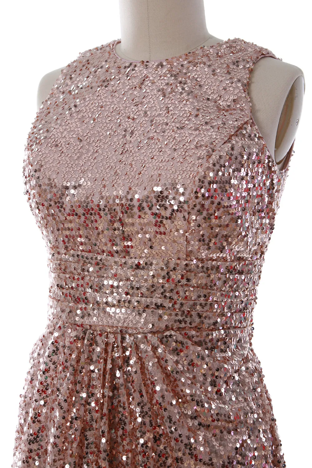 MACloth Women O Neck Short Sequin Bridesmaid Dresses