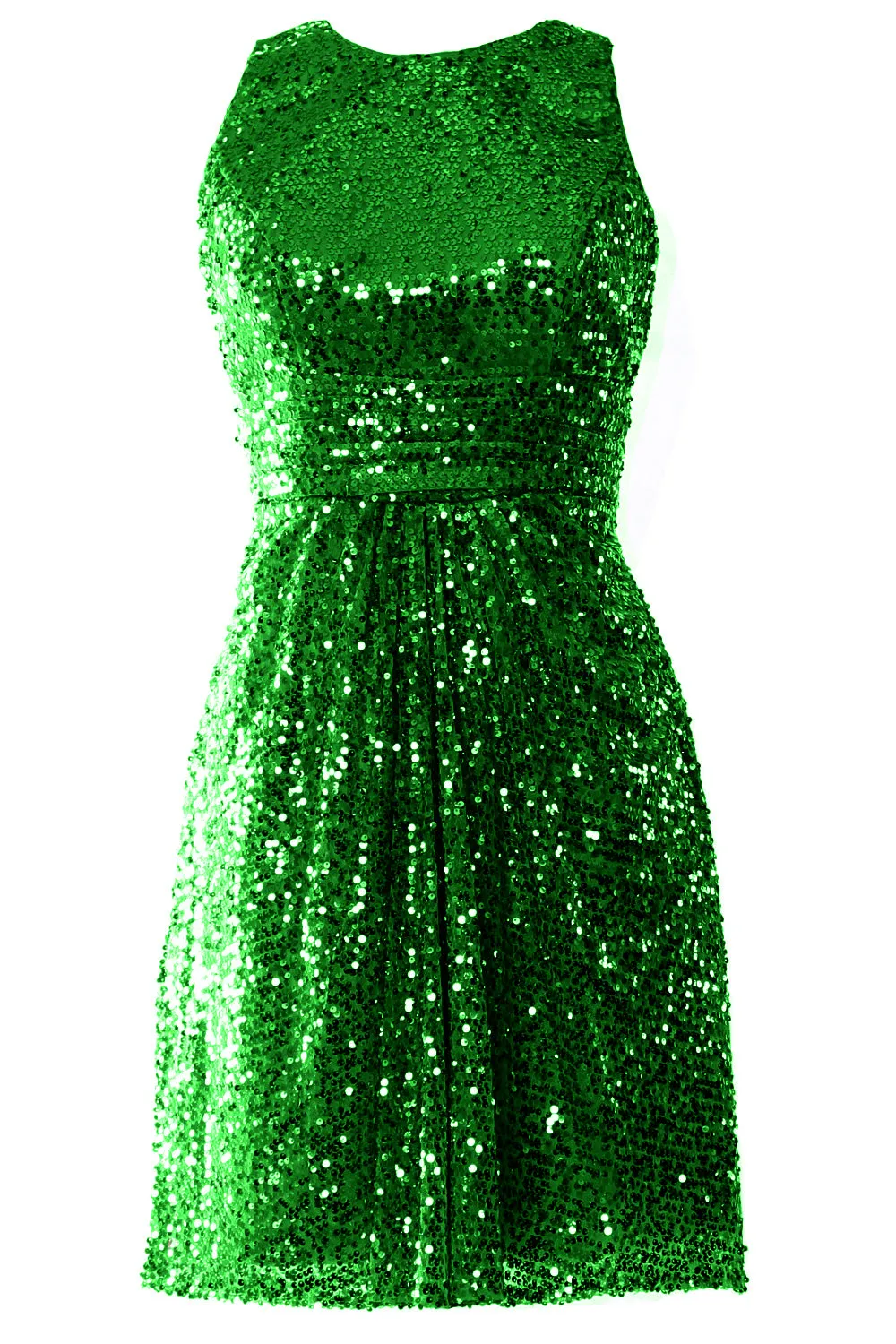 MACloth Women O Neck Short Sequin Bridesmaid Dresses