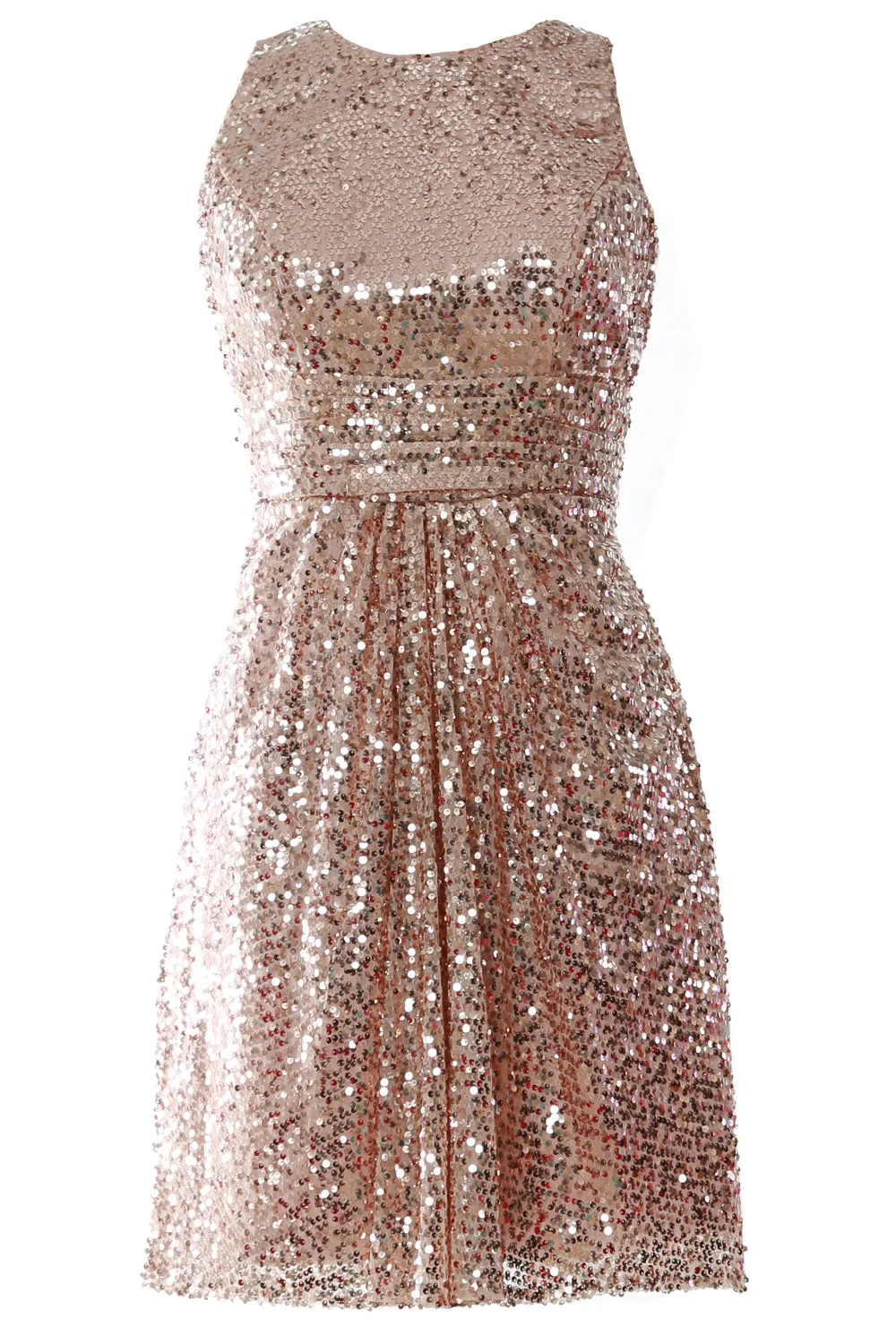 MACloth Women O Neck Short Sequin Bridesmaid Dresses