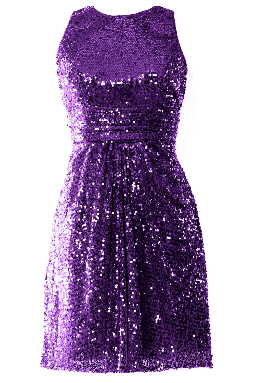 MACloth Women O Neck Short Sequin Bridesmaid Dresses