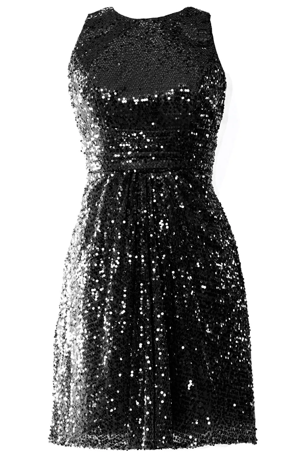 MACloth Women O Neck Short Sequin Bridesmaid Dresses