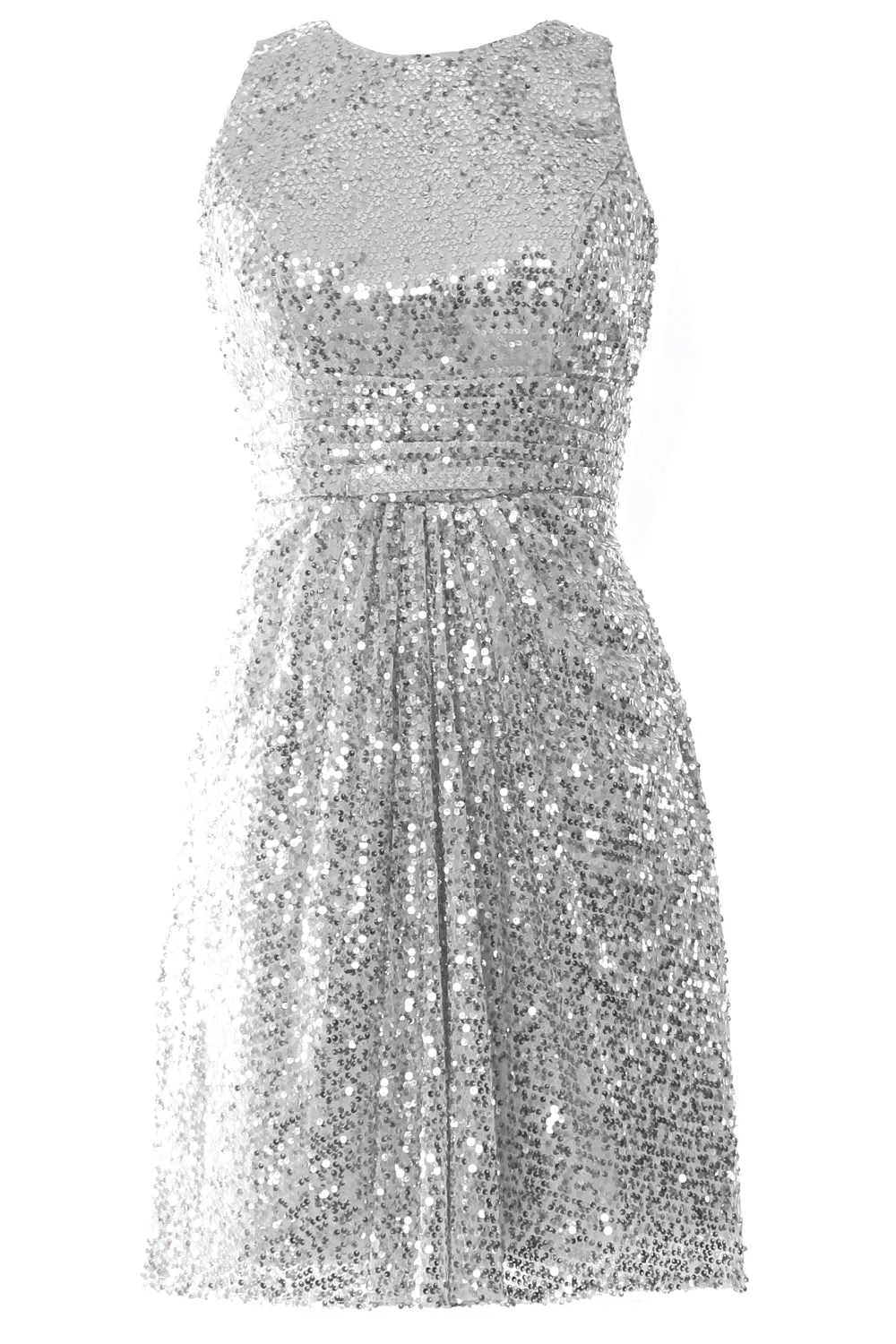 MACloth Women O Neck Short Sequin Bridesmaid Dresses
