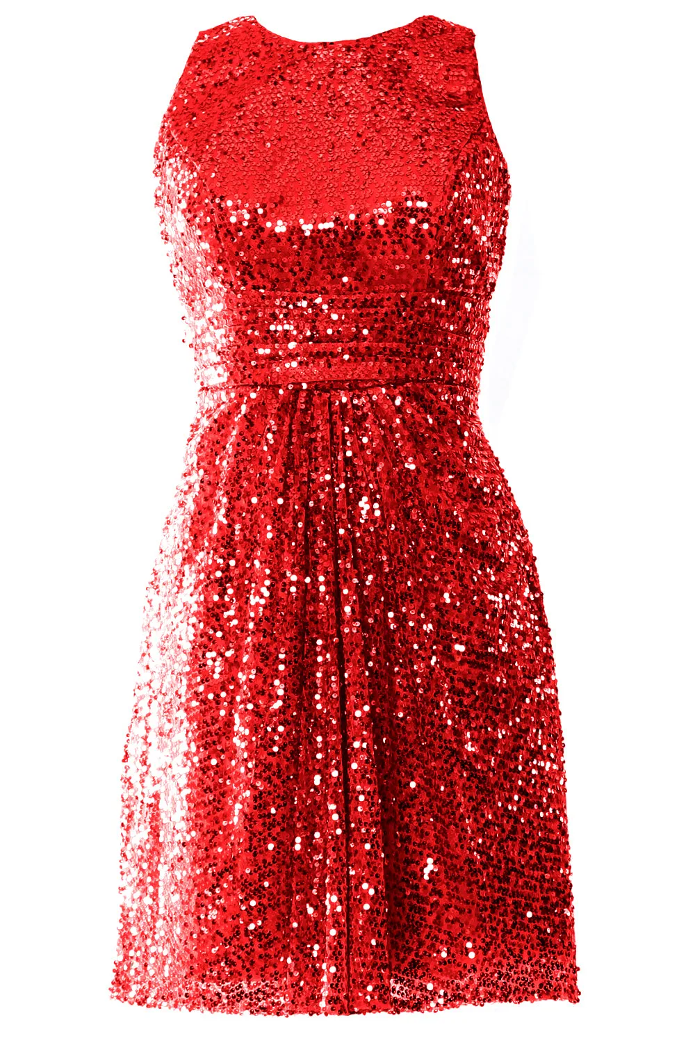 MACloth Women O Neck Short Sequin Bridesmaid Dresses