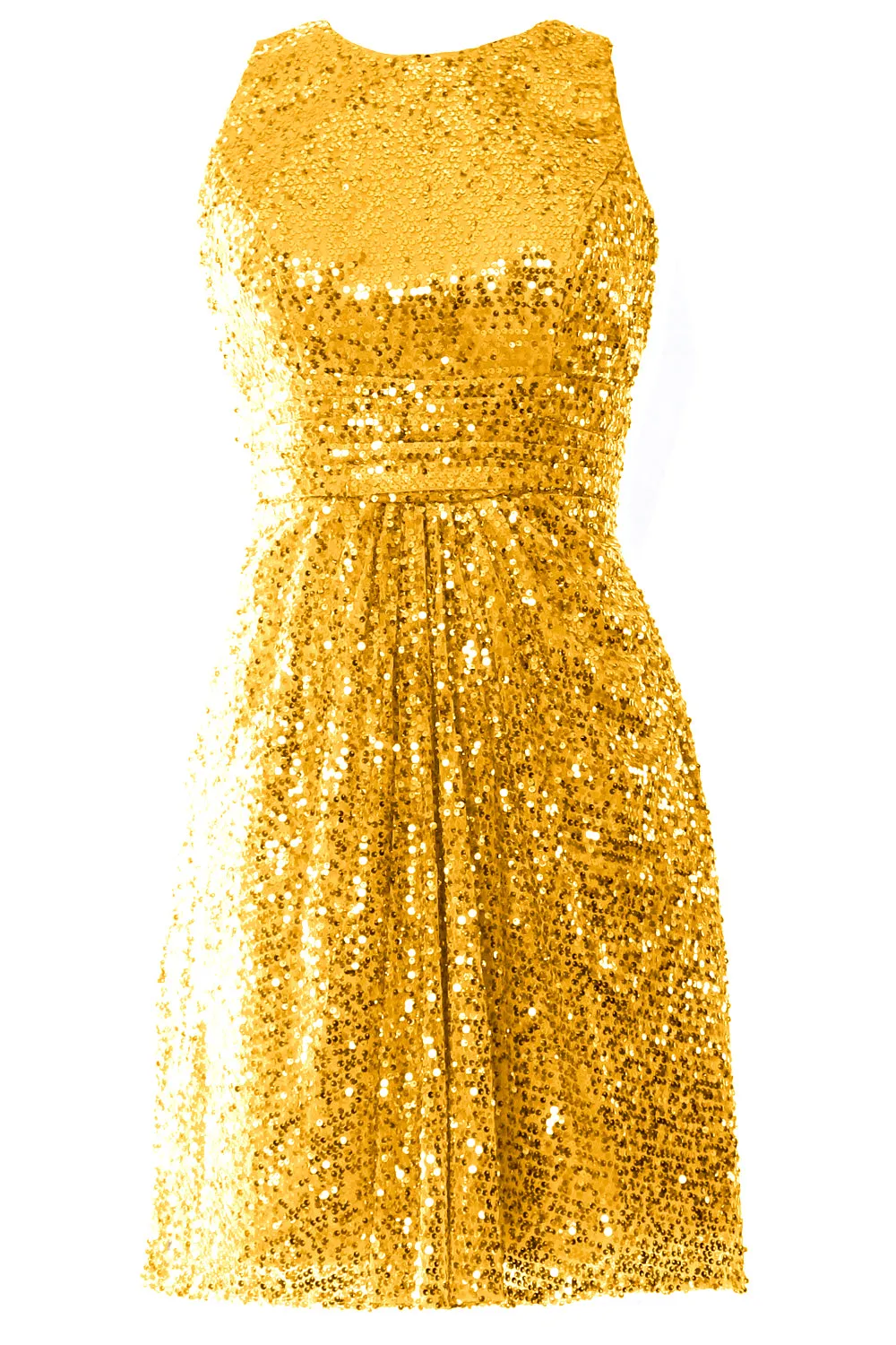 MACloth Women O Neck Short Sequin Bridesmaid Dresses