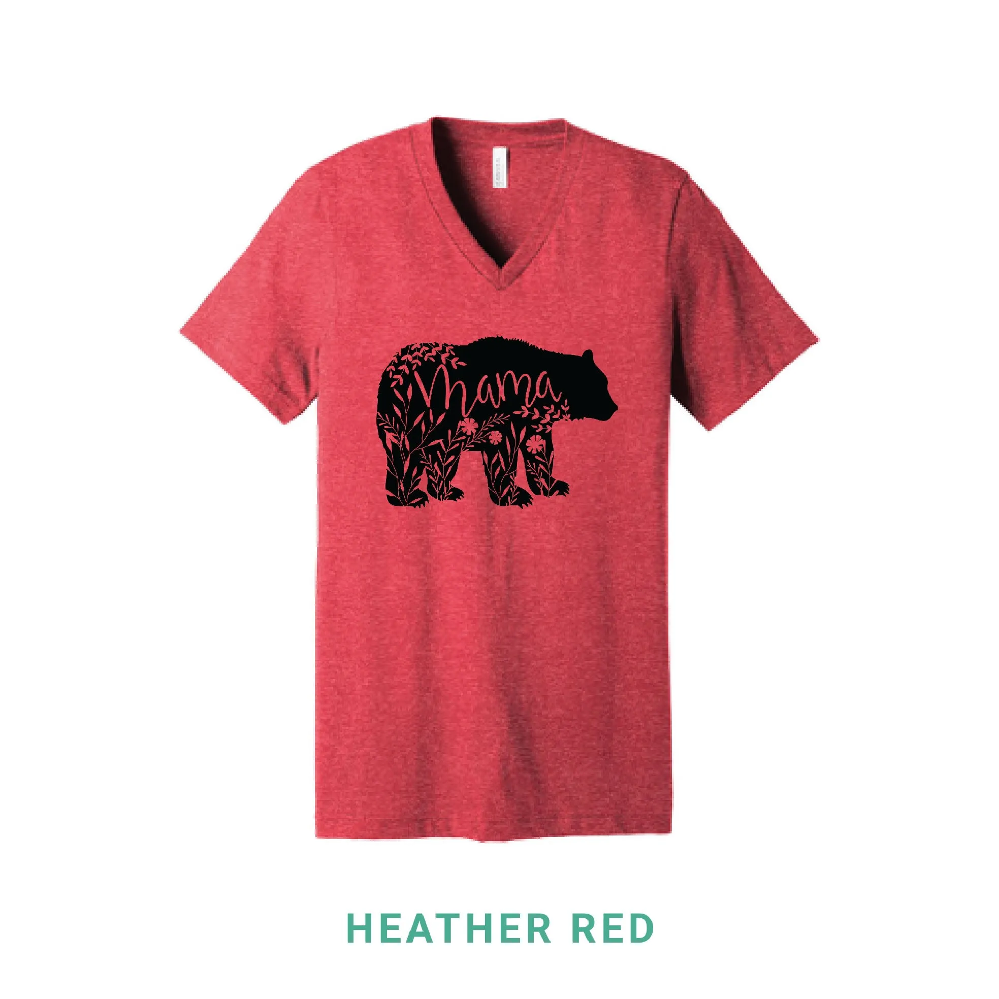 Mama Bear Black Print V Neck T-Shirt