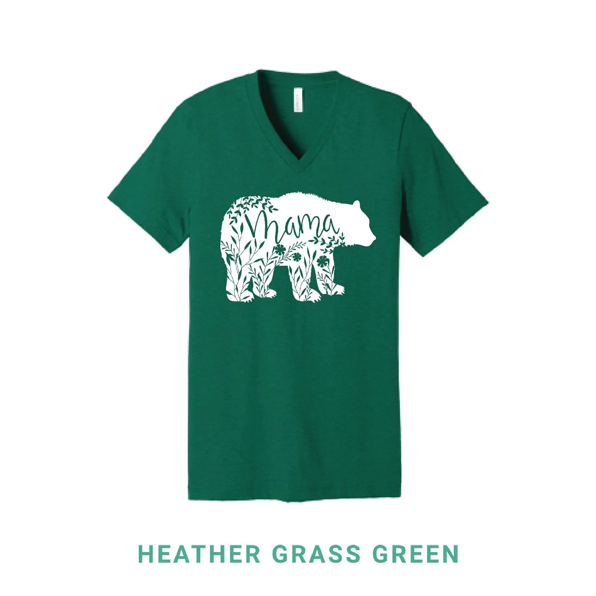 Mama Bear White Print V Neck T-Shirt