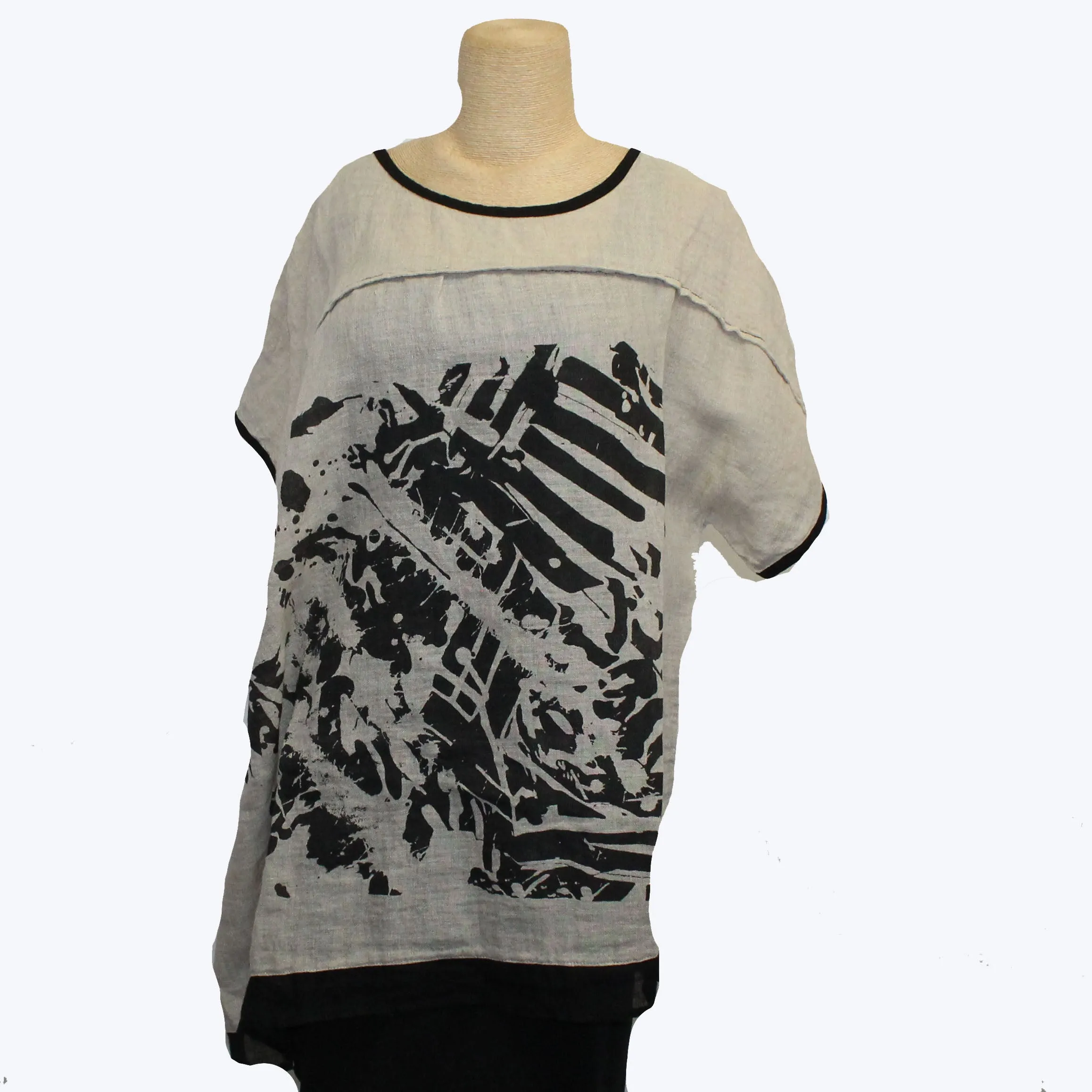 Mara Gibbucci Tunic, Natural/Black Print XL