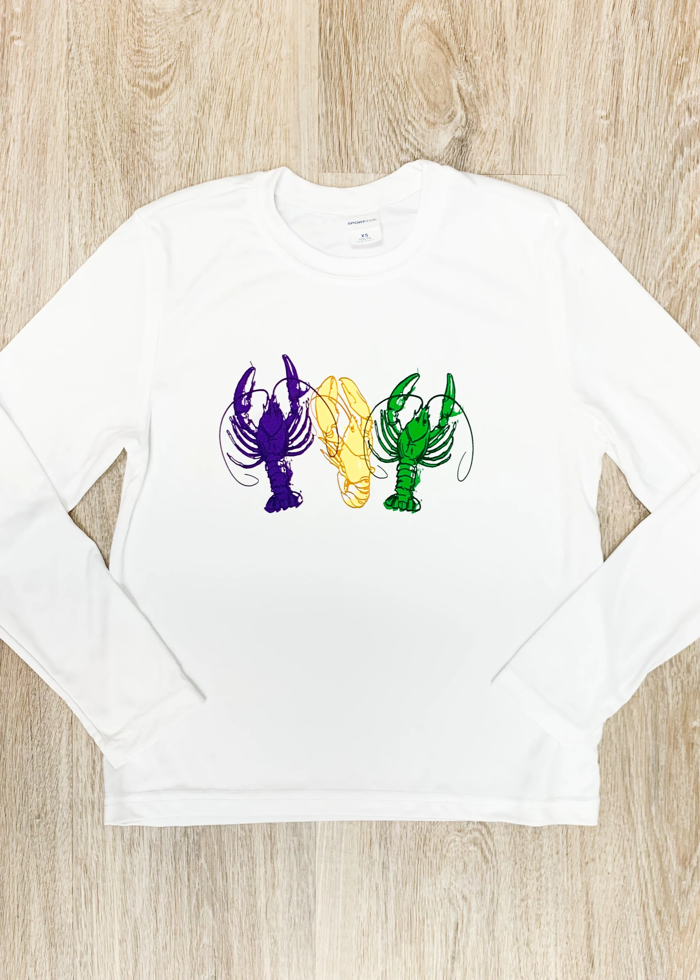 Mardi Gras Kids Crawfish Long Sleeve Dri-Fit Shirt