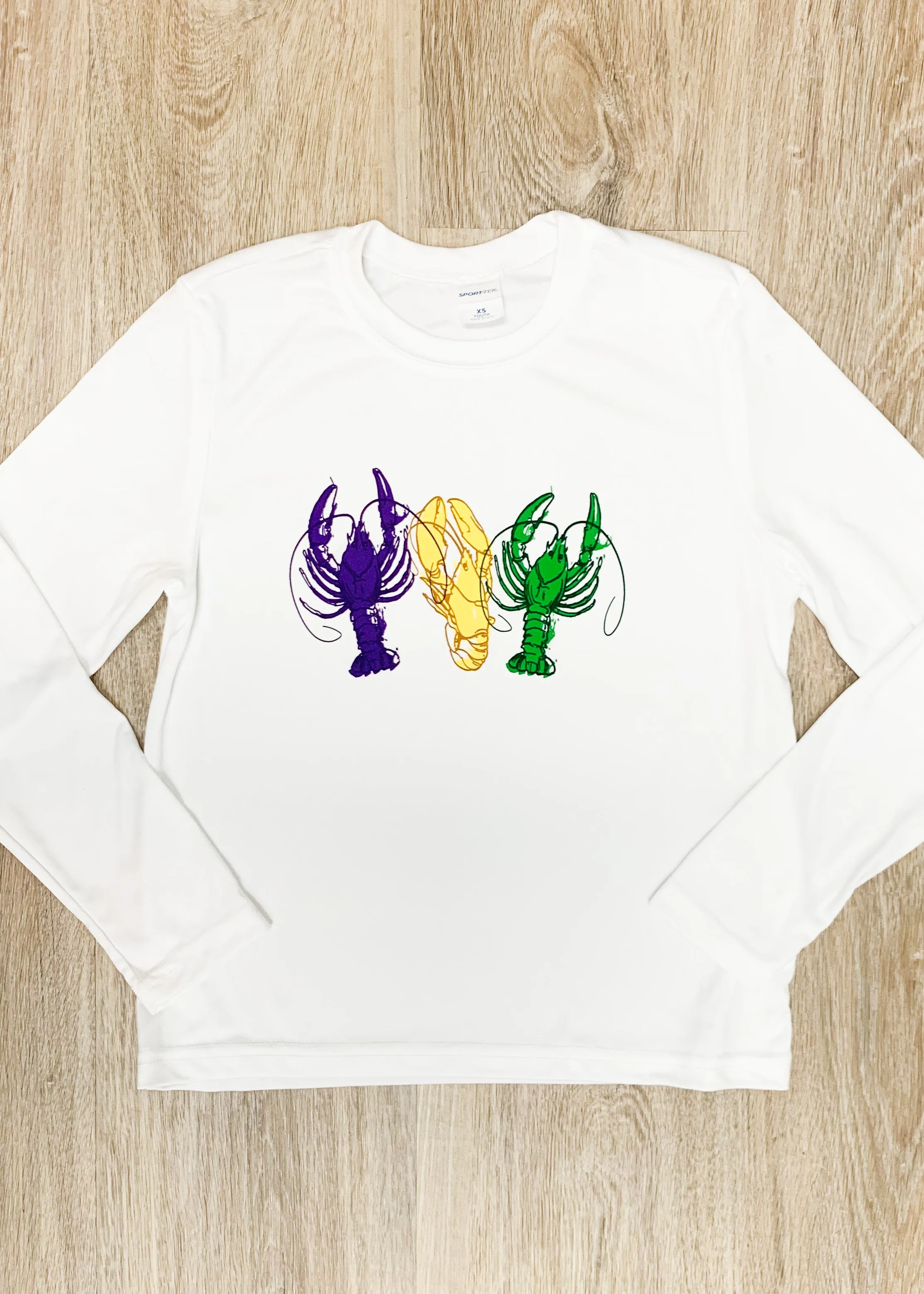 Mardi Gras Kids Crawfish Long Sleeve Dri-Fit Shirt
