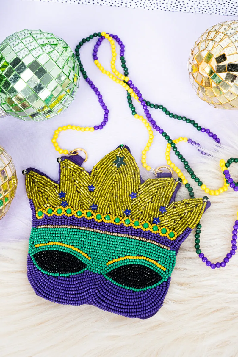 Mardi Gras Mask Petite Seed Bead Purse