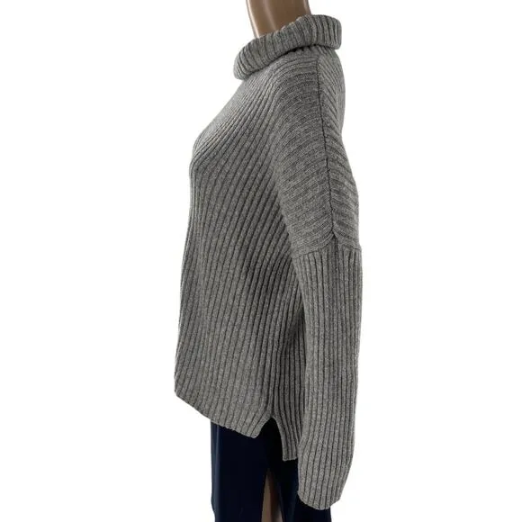 Marine Layer Gray Annie Ribbed Wool Blend Turtleneck Sweater