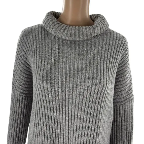 Marine Layer Gray Annie Ribbed Wool Blend Turtleneck Sweater